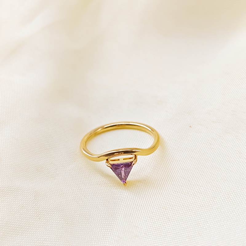 Women's Minimalist Stainless Steel Triangle Ring, Birthday Gift
